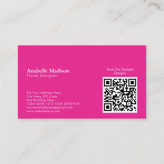 Bloemist Kleurrijk Bloemenboeket met QR-code Visitekaartje (Achterkant)