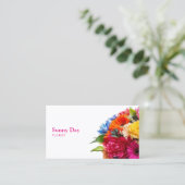 Bloemist Kleurrijk Bloemenboeket met QR-code Visitekaartje (Staand voorkant)