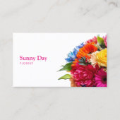 Bloemist Kleurrijk Bloemenboeket met QR-code Visitekaartje (Voorkant)