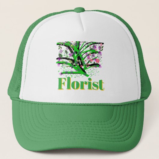 Bloemist Logo Groen Trucker Pet (Voorkant)