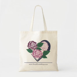 Bloemist Merch Paarse Hart Drie Roze Rozen Tote Bag