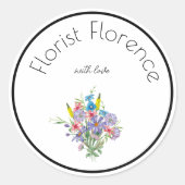 Bloemist met liefde boeket ronde sticker (Voorkant)