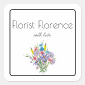 Bloemist met liefde boeket vierkante sticker (Voorkant)