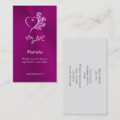 Bloemist ontwerp met mauve hart en rozen visitekaartje (Voorkant / Achterkant)