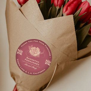 Bloemist Roos Bloem Rood & Beige Business Ronde Sticker