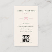 Bloemist Roze Groene Gestreepte Strik QR-code Visitekaartje (Achterkant)