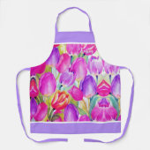 Bloemist Tuinier Roze Waterverf Bloemen Schort (Voorkant)