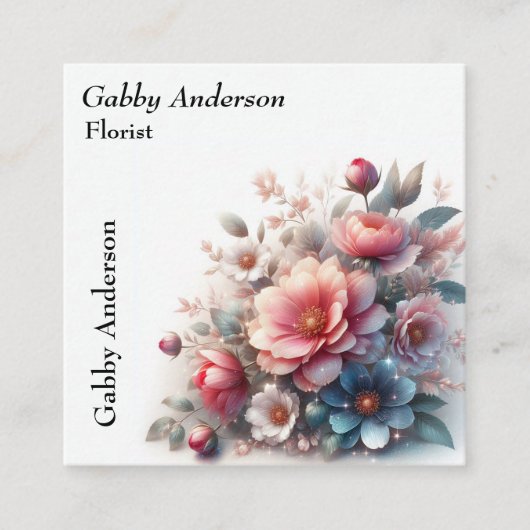 bloemist vierkante visitekaartje (Voorkant)