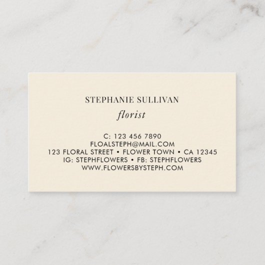 Bloemist Wildflower Visitekaartje (Achterkant)