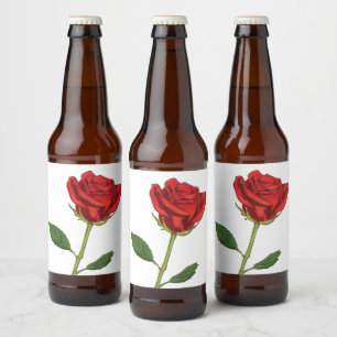 Bloemisterij Botanische Rode Roos Huwelijk Bier Etiket