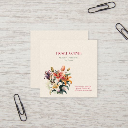 Bloemisterij Lelies   Vierkante Visitekaartje (Voorkant / Achterkant in situ)