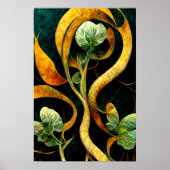 Bloemisterij Orchidee Groen & Goud Poster (Voorkant)
