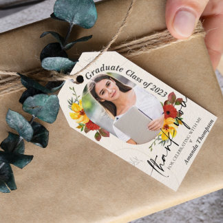 Bloemisterijklas van 2026 Afstudeerfoto Bedankt Cadeaulabel