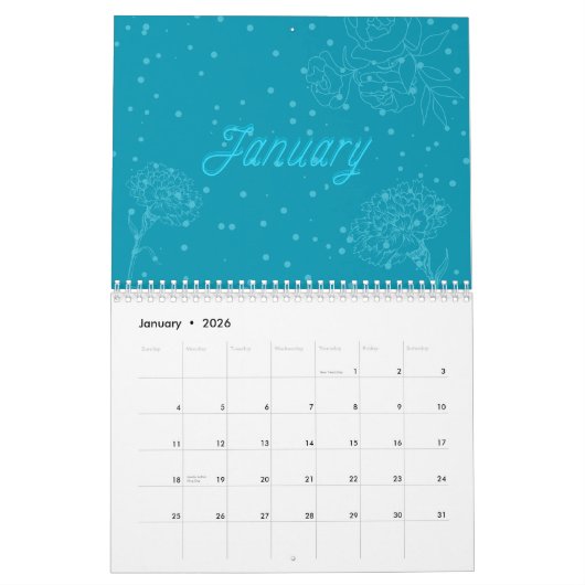 Bloemjaar: schattige kleurrijke seizoensbloemen kalender (Jan 2026)