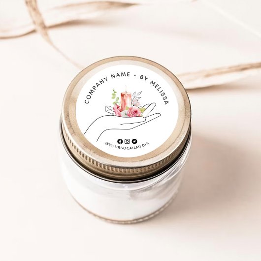 Bloemkaars Ronde Sticker