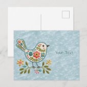 Bloemkaart Kleine Vogel Groene Bladeren Ansichtkaa Briefkaart (Voorkant / Achterkant)