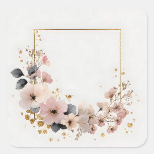 Bloemkaart met Elegante Bloemen Vierkante Sticker