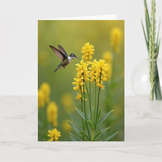 Bloemkaart met Kolibrie Kaart (Voorkant)