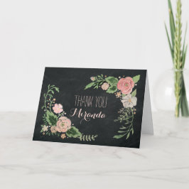 Bloemkaart met krijtbord bedankkaart