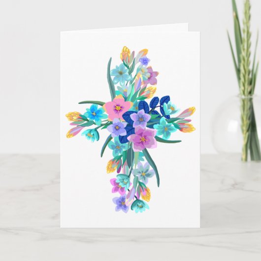 Bloemkaart met Kruis Kaart (Voorkant)