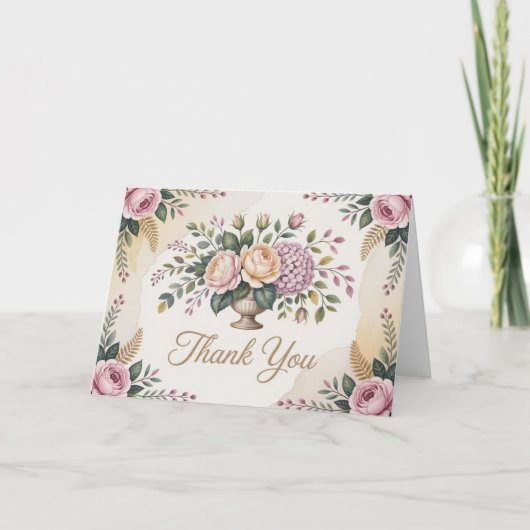 Bloemkaart met waterverfkrans voor dankbetuiging bedankkaart (Voorkant)