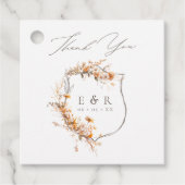 Bloemkam Monogram Fall Wedding Dank u Bedankjes Labels (Voorkant)
