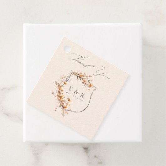 Bloemkam Monogram Fall Wedding Dank u Bedankjes Labels (In situ)