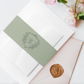  Bloemkam olijfsalie Monogram Huwelijk Uitnodigingen Wikkel