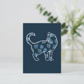 Bloemkat blauw-melkkatten briefkaart (Staand voorkant)