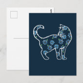Bloemkat blauw-melkkatten briefkaart (Voorkant / Achterkant)