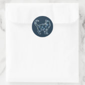 Bloemkat blauw-melkkatten ronde sticker (Tas)