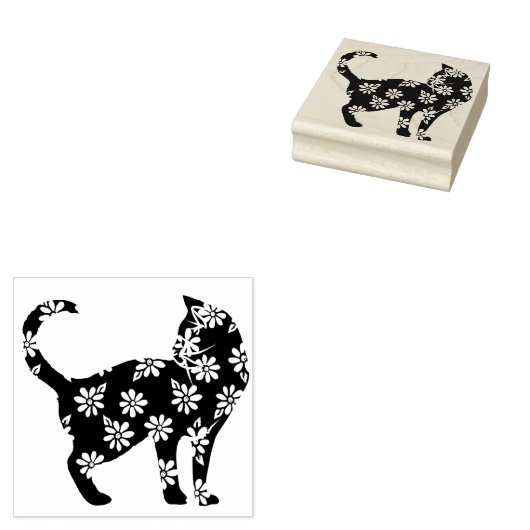 Bloemkat blauw-melkkatten rubberstempel (Gestempeld)