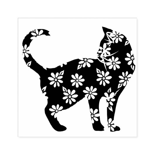 Bloemkat blauw-melkkatten rubberstempel (Afrduk)