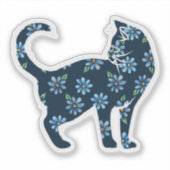 Bloemkat blauw-melkkatten sticker (Voorkant)