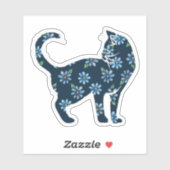 Bloemkat blauw-melkkatten sticker (Vel)