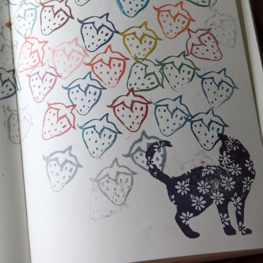 Bloemkat blauw-melkkatten  zelfinktende stempel