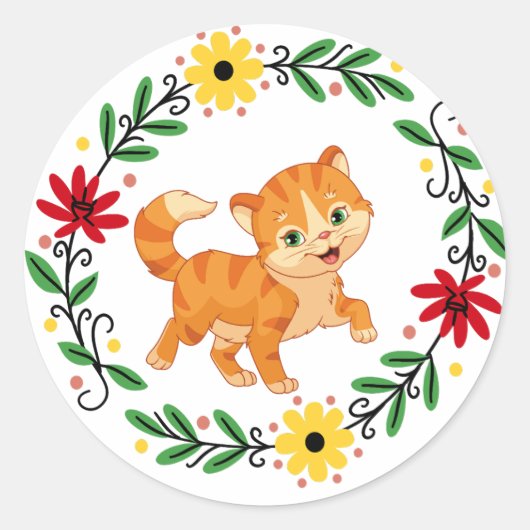 Bloemkat Sticker (Voorkant)