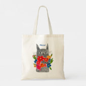 Bloemkat Tote Bag (Achterkant)