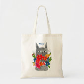 Bloemkat Tote Bag (Voorkant)