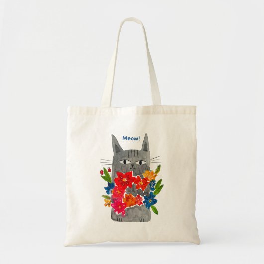 Bloemkat Tote Bag (Voorkant)