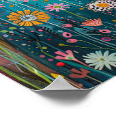 Bloemkatten in Daisy Field: Levendig kunstwerk Poster (Hoek)