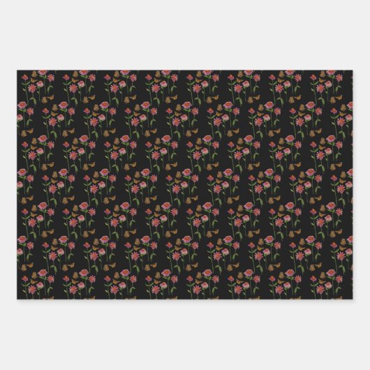 Bloemkegelbloemen en vlinders Decoupage Gift Inpakpapier Vel (Voorkant 3)