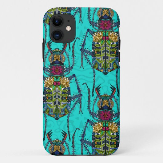 bloemkever turquoise Case-Mate iPhone case (Achterkant)