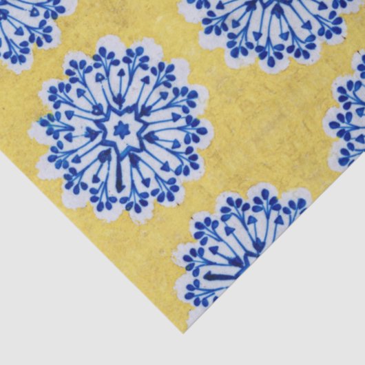  Bloemkleur Geel Blauw Portugees Tegel Tissuepapier (Detail)