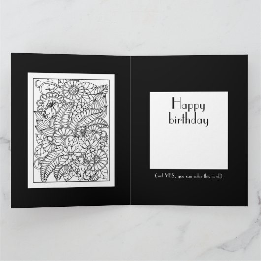 Bloemkleuring Verjaardags Kaart voor Volwassenen (Binnen)