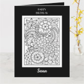 Bloemkleuring Verjaardags Kaart voor Volwassenen (Gele Bloem)