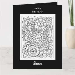 Bloemkleuring Verjaardags Kaart voor Volwassenen