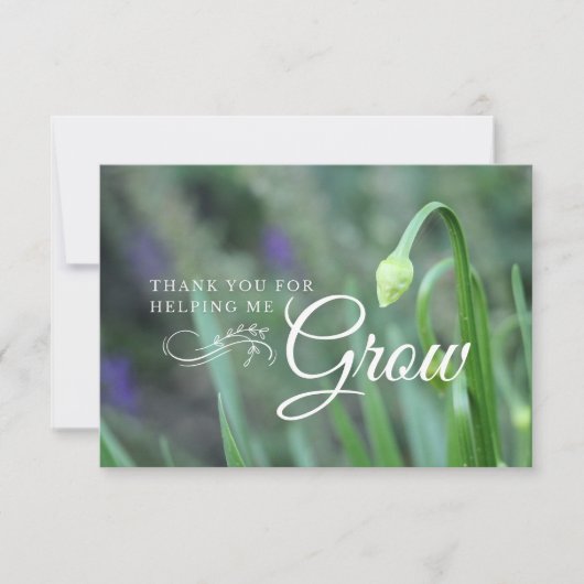 Bloemknop Groene leraar waardering plat Bedankkaart (Voorkant)