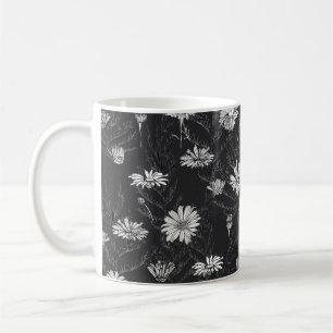 Bloemknoppen en bladeren van kamille en vlinder koffiemok