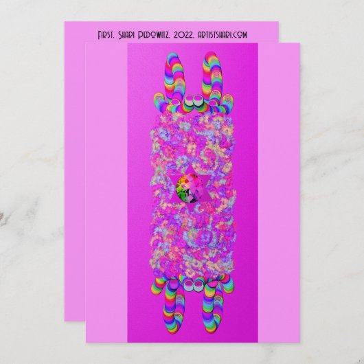 Bloemknuppel mitswa platte kaart (Voorkant / Achterkant)